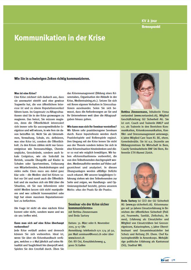 Artikel KV Ost Dezember 2010 – B. Zimmermann und B. Sartory